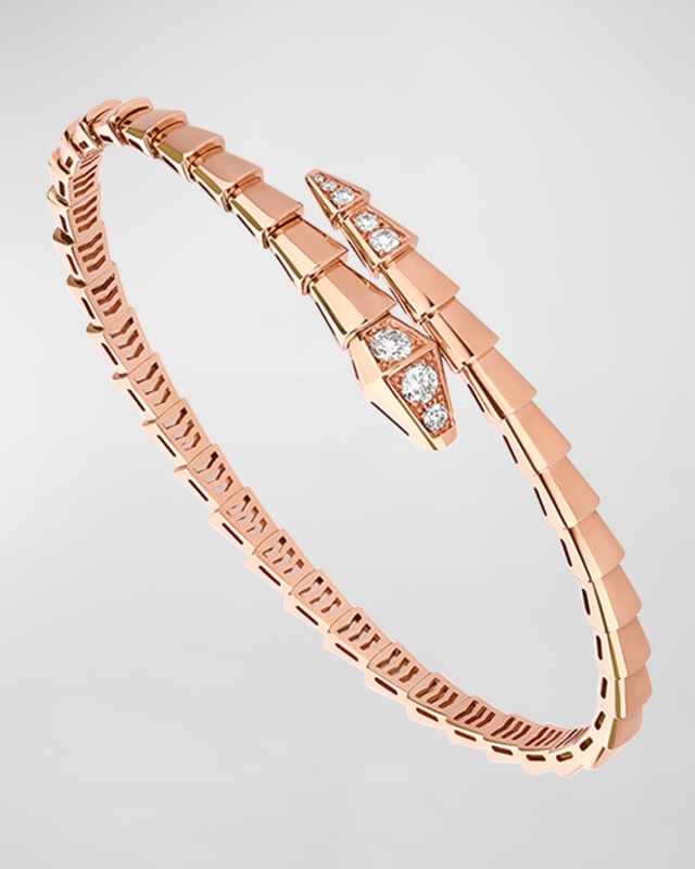 18K Rose Gold Serpenti Viper Diamond Pavé Bracelet, Size